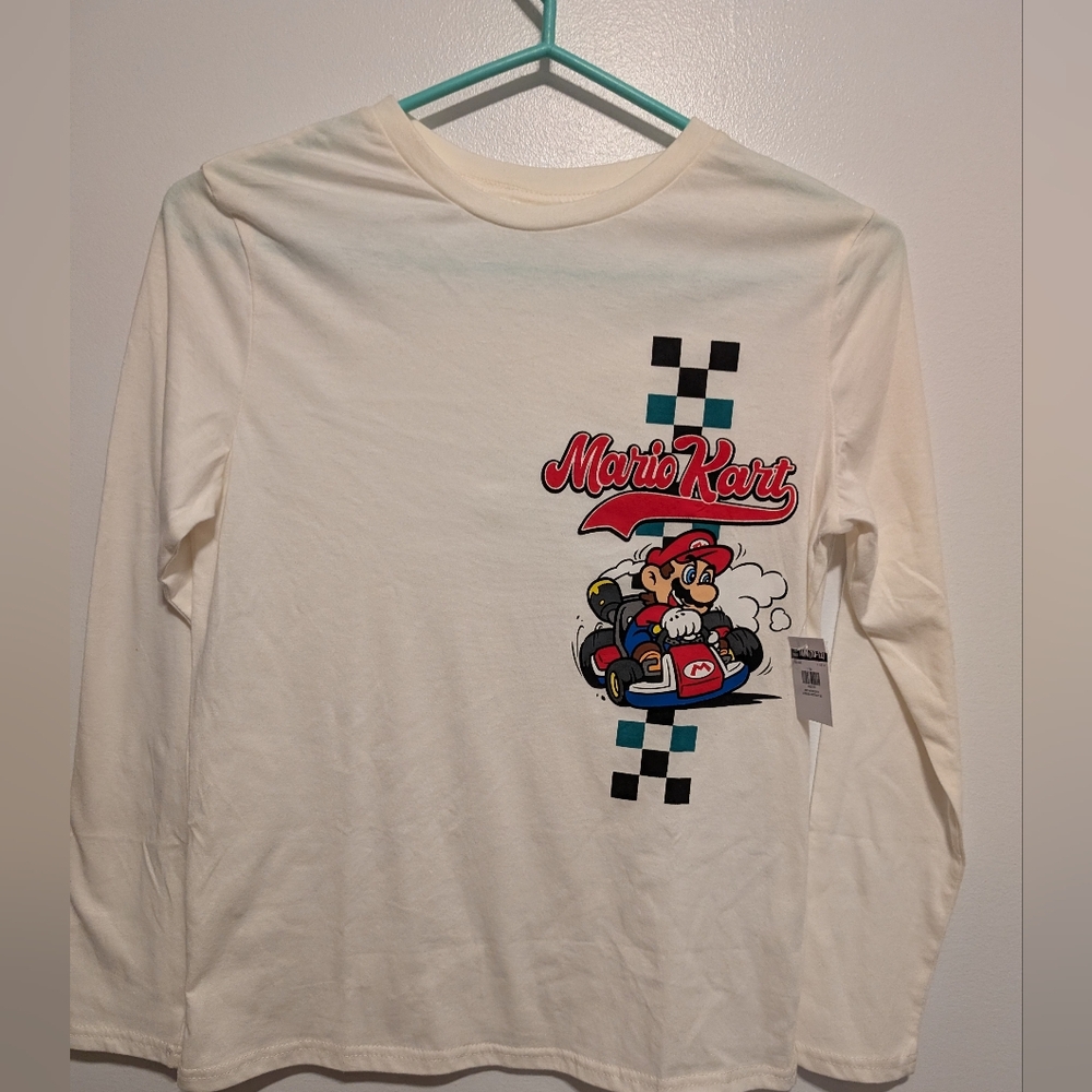 Kids Boys Shirts Mario Bros Kart Long Sleeve Size MM 10/12 Brand New with tag